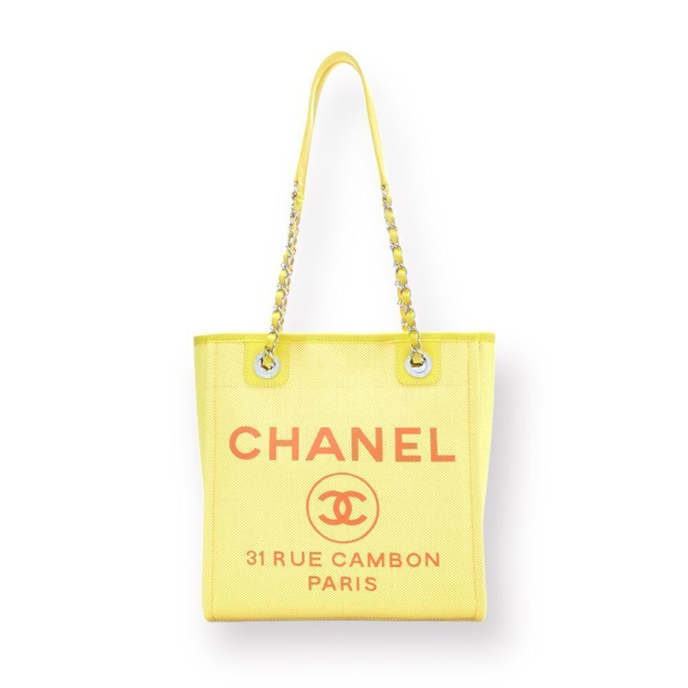 ChanelโDeauvilleโBagย Yellowโ&โOrangeโCanvasโTote